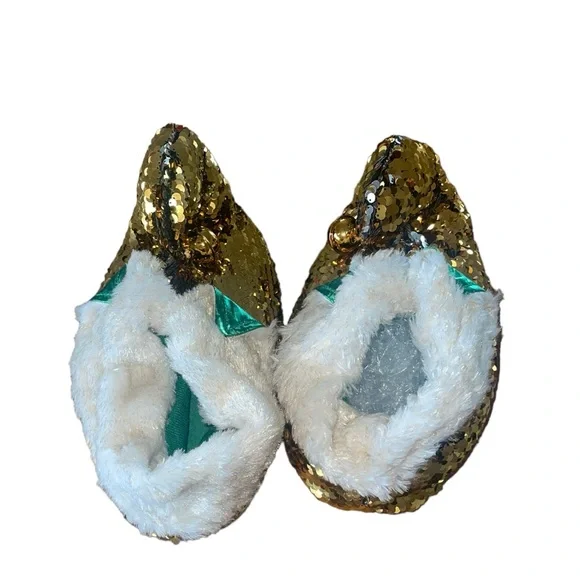 Dan Dee Collectors Choice sequined elf slippers with golden bells. Size Medium - Picture 10 of 13
